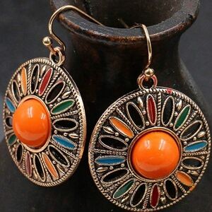 Vintage Geometric Drop Earrings Circle Earrings Dangle Earrings  For Her Earring